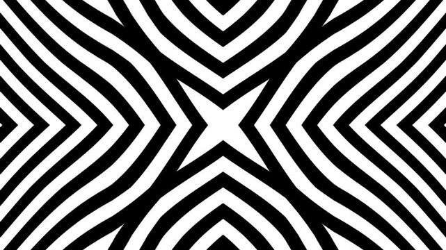 Enchanted line motion background, Black and white wave animation, zebra skin texture or pattern