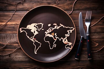 Continuous Line Drawing of Earth Globe with Airplane Flight Route on World Map for Travel and Airline Symbol