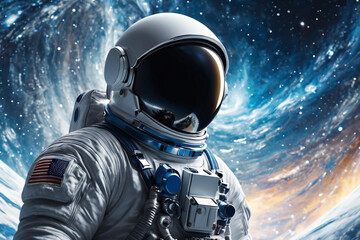 Fototapeta premium Astronaut wearing suit in outer space