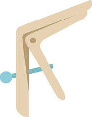 Wooden nasal speculum being held open to allow for examination of nasal passages