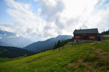 POKUT PLATEAU view with Kackar Mountains. This plateau located in Camlihemsin district of Rize province. Kackar Mountains region. Rize, Turkey.