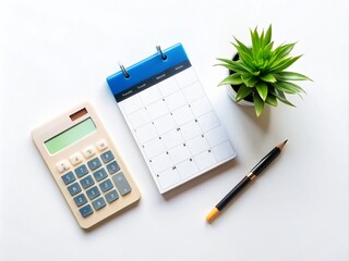 Credit Card Statement and Payment Planning Flat Lay with Calendar and Calculator for Budget Management