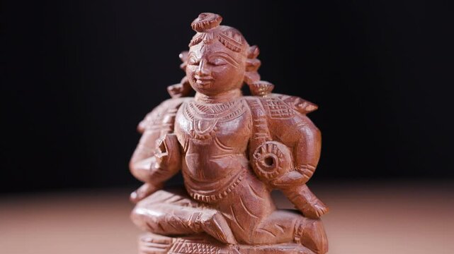 India God Kubera Statue Figurine Rotating on Turntable Eastern Mythology Symbol
