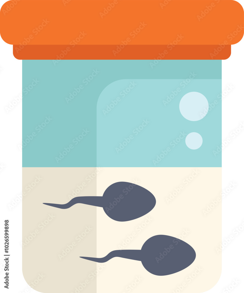 Poster sperm bank concept with sperm cells inside a container for artificial insemination and in vitro fert