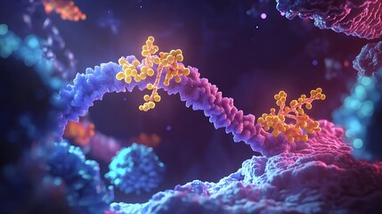 Obraz premium A digital biology model showcasing the mechanisms of cellular signal transduction and gene activation