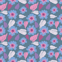 Vector abstract seamless simple floral pattern. Flower pattern. Spring pattern. Pattern for textiles or for cover. Wallpaper. Hand drawn.