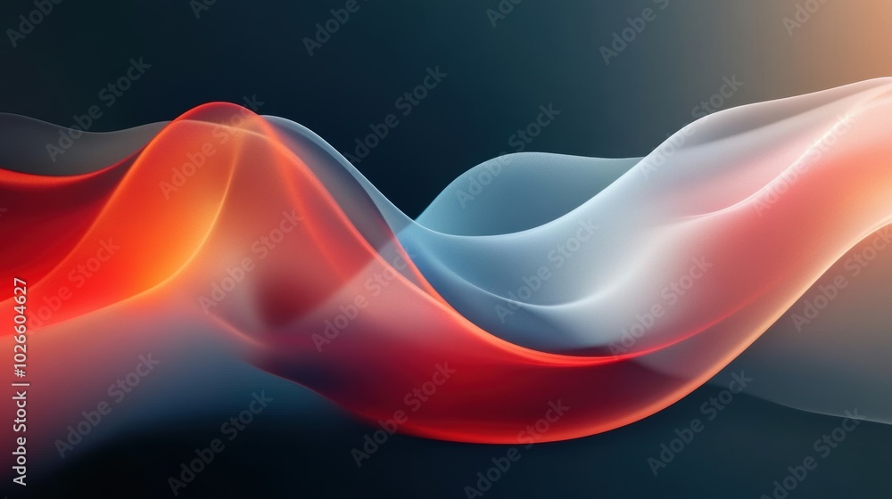 Aufkleber dynamic red and white abstract wave design on dark background. fluid art concept for design in adver