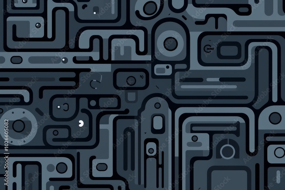 Poster modern map design featuring streamlined shapes and rounded corners with a sleek metallic grey finish