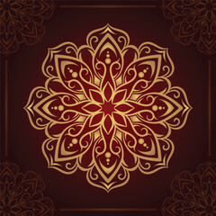 golden mandala ornament, round decorative design