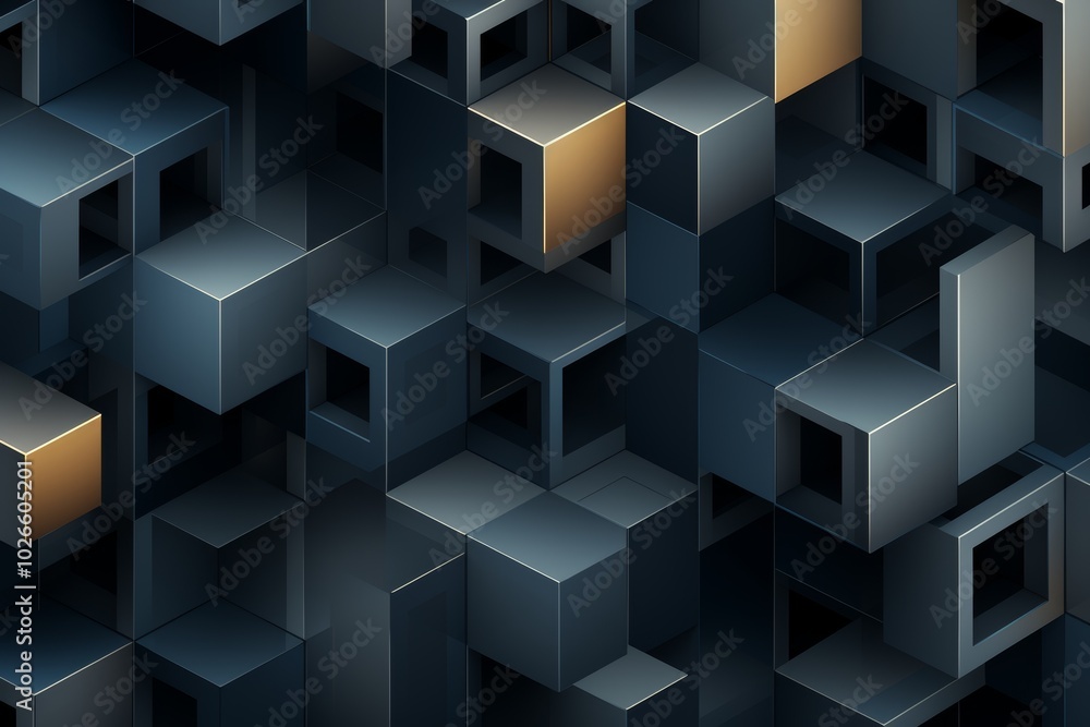 Poster minimalistic isometric pattern in gray and dark blue for a contemporary map design