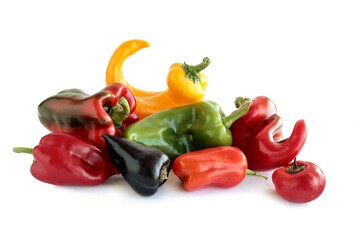 colorful various peppers and yellow small patissons as tasty vegetables