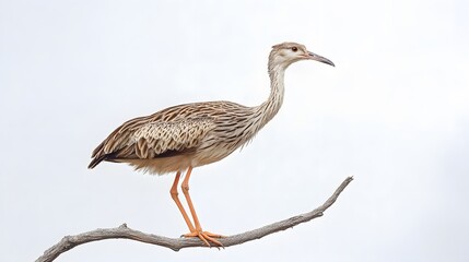 Obraz premium Black-legged Seriema Bird on White Background, Realistic Photo, Standard Background, Wallpaper, Cover and Screen of Smartphone, PC, Laptop, 16:9 and 9:16 Format
