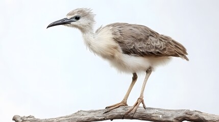 Obraz premium Black-legged Seriema Bird on White Background, Realistic Photo, Standard Background, Wallpaper, Cover and Screen of Smartphone, PC, Laptop, 16:9 and 9:16 Format