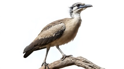 Obraz premium Black-legged Seriema Bird on White Background, Realistic Photo, Standard Background, Wallpaper, Cover and Screen of Smartphone, PC, Laptop, 16:9 and 9:16 Format