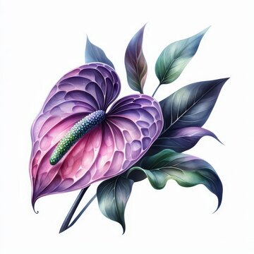 purple anthurium flower watercolor style clip art preview