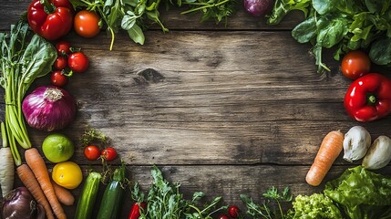 vegetables on wooden background