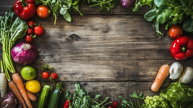 vegetables on wooden background