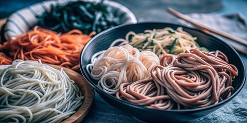 Delicious Noodles Isolated on White Background - High Dynamic Range Food Photography