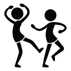 Playful stick figure dance pose silhouette vector art. Ideal for dance-related designs, illustrations, and projects needing a fun, energetic figure. Perfect for printables.