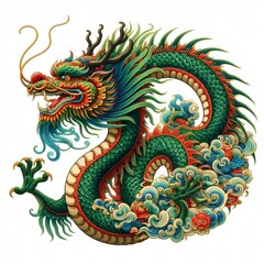 Obraz premium chinese style dragon, national chinese dragon on white background
