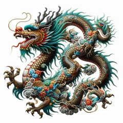 Obraz premium chinese dragon statue isolated