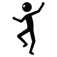 Playful stick figure dance pose silhouette vector art. Ideal for dance-related designs, illustrations, and projects needing a fun, energetic figure. Perfect for printables.