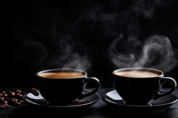 Fototapeta premium Enjoying two steaming cups of coffee a perfect brew for relaxation and conversation