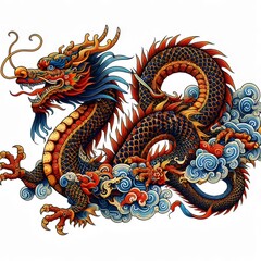 Obraz premium chinese style dragon on white background