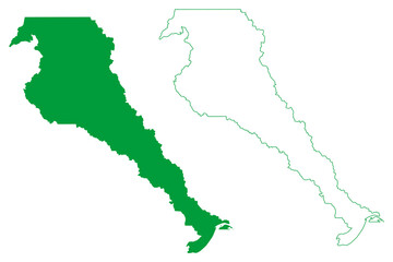 Fototapeta premium Urucara municipality (Amazonas state, Municipalities of Brazil, Federative Republic of Brazil) map vector illustration, scribble sketch Urucara map