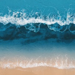 Aerial View of a Tranquil Beach With Gentle Waves Lapping at the Golden Sand on a Sunny Day