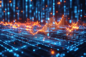 Fototapeta premium Digital data visualization with glowing lines and patterns