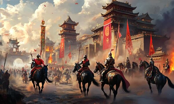 Chinese Army Attacking a Fortress