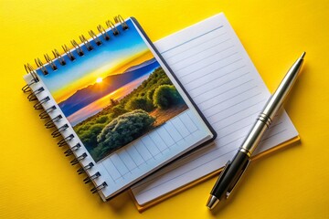Candid Photography of December 5th Calendar Date in a Notebook on a Vibrant Yellow-Blue Background for Creative Planning and Organization