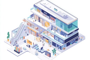Isometric View of Shopping Mall