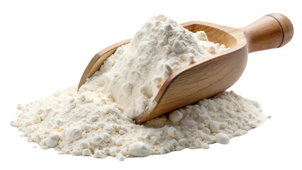 Scoop of flour on transparent or white background.
