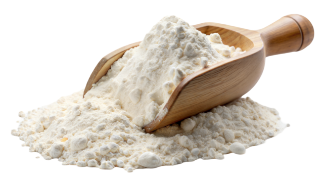 Scoop of flour on transparent or white background.