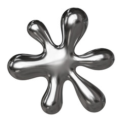 3d liquid metal abstract shape, chrome abstract shape on black background
