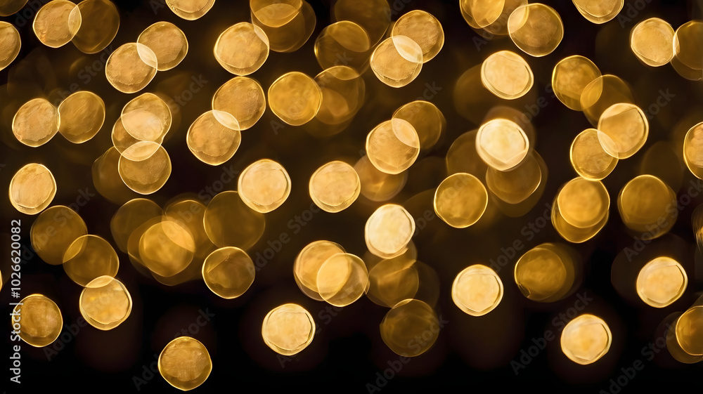 Poster golden bokeh lights: a mesmerizing abstract background featuring a captivating array of warm, golden