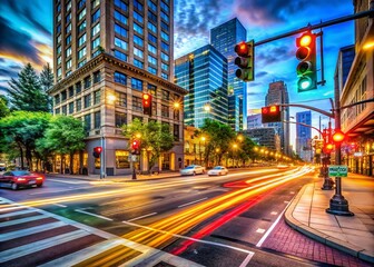 Fototapeta premium Dynamic Traffic Signs in Urban Setting with HDR Effects for Enhanced Visibility