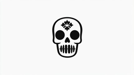 black and white illustration of a Mexican sugar skull