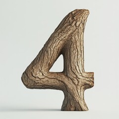 Fototapeta premium 3D number 4 with tree texture realistic modern design, soft lighting, white background 