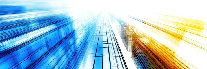 Business background, skyscrapers and glass with blue sky