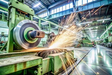 Electric Wheel Grinding on Steel Structure in Factory - Metal Works