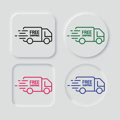 Free shipping icon realistic neumorphism button ui elements.