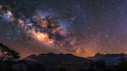 Fototapeta premium Starry night sky fully adorned with countless stars