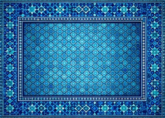 Obraz premium Elegant Blue Mosaic Texture with Vertical Double Borders for Design Projects