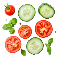 Top View of Freshly Sliced Cucumbers Arranged Neatly on a Wooden Cutting Board