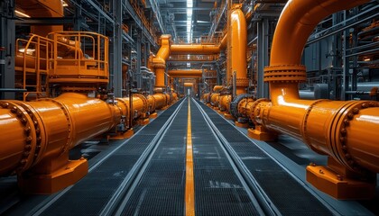 Obraz premium Pipe installation at an industrial site showcasing key infrastructure