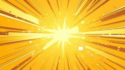 Fototapeta premium Sun Rays or Explosion Boom for Comic Books Radial Background Vector. Speed rays. Action, speed lines, stripes for comic book frame. Dynamic, speed stripes abstract frame. Comic book yellow background 