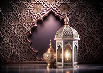 Elegant Eid Mubarak White and Golden Islamic Pattern Background for Celebrations